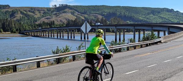 Biking the Willipa Bay Bridge on the Long Beach Tour Lite